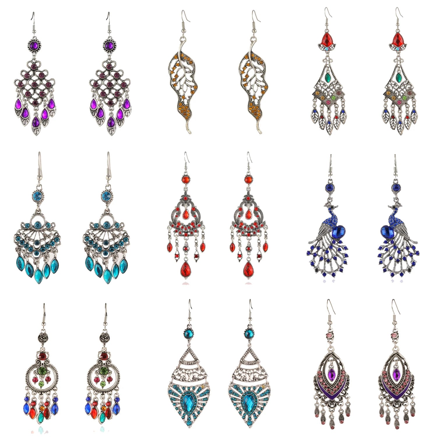 New Bohemian Multicolor Rhinestone Crystal Earrings