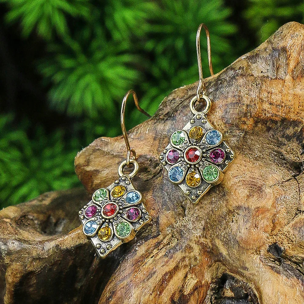 Bohemian Turquoise Vintage Geometric Drop Earrings – Alloy Oil Drop Round Stone Design