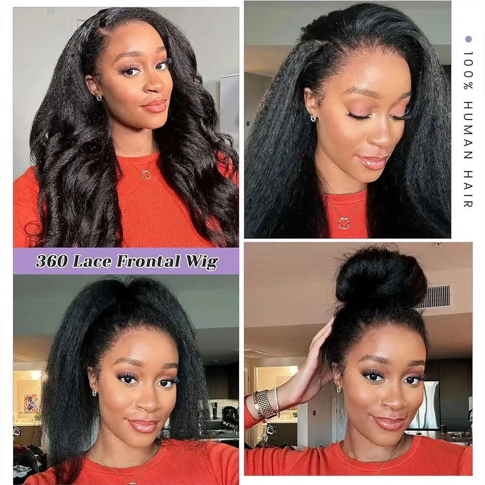 Invisible Strap 360 HD Full Lace Glueless Wig Kinky Straight