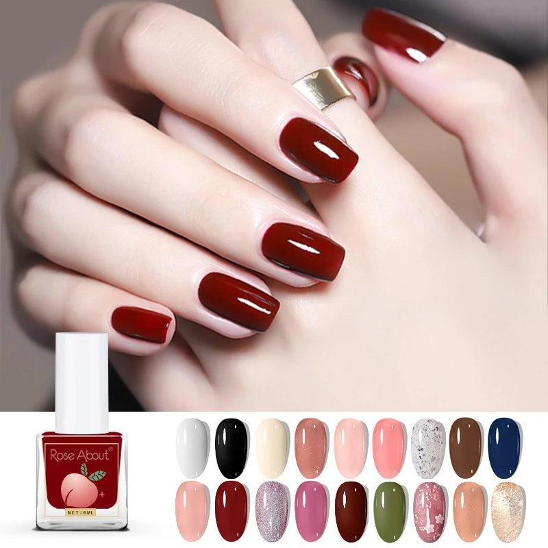 Water-Based Peel-Off Shiny Top Coat – No UV Lamp, Long-Lasting, Gentle Natural Nail Care