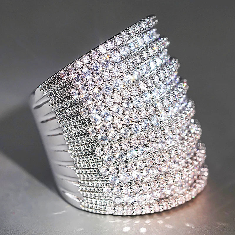 Exquisite Wide Cubic Zirconia Ring