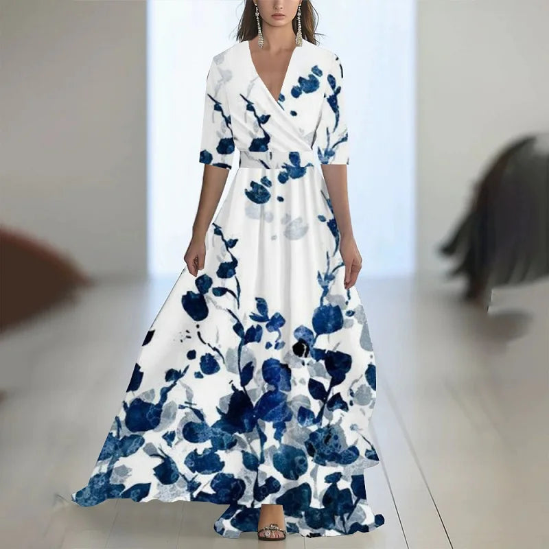 Fashion Floral Print Patchwork Bohemian Dress