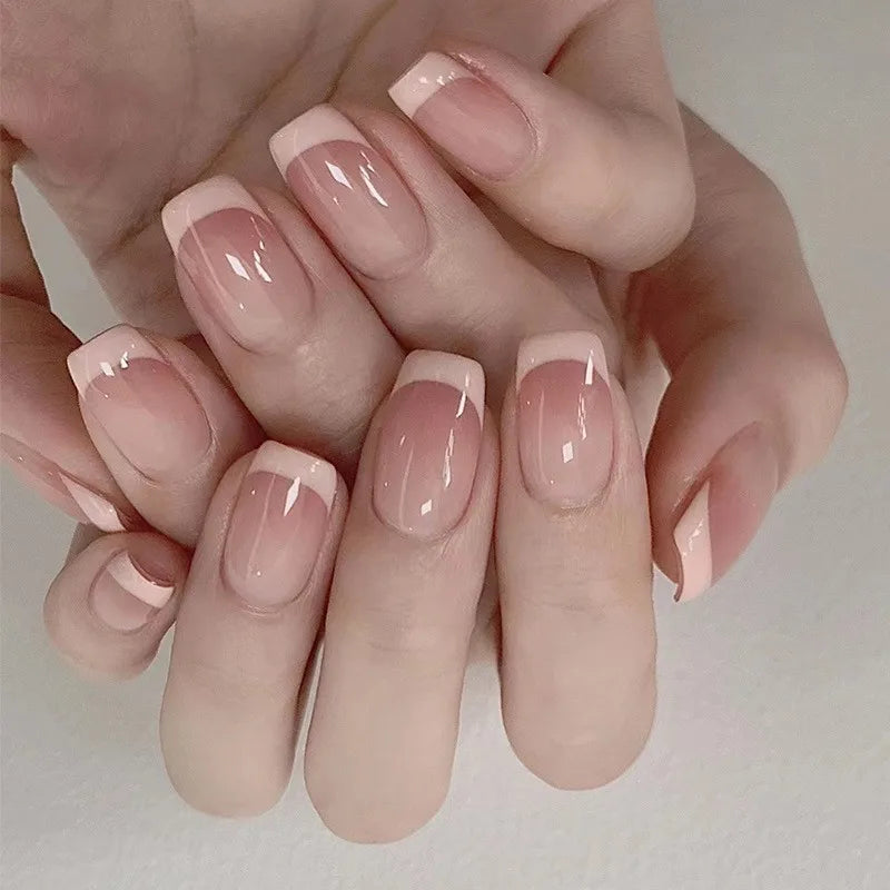 24Pcs/Box Almond Round False Nails Detachable Stiletto Fake Nails