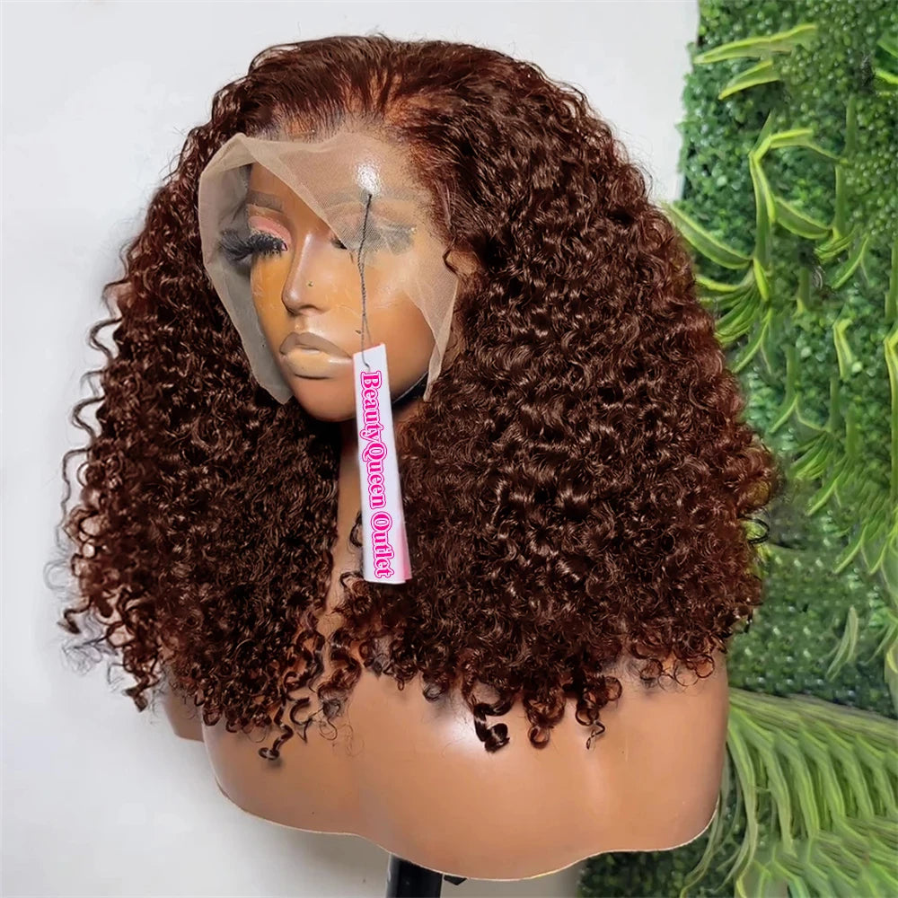 200% Brown kinky Curly Short Bob Wig