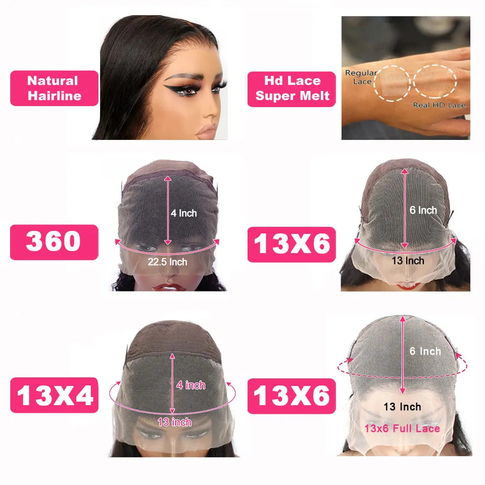 Body Wave 13x4/13x6 HD Lace Front Human Hair Wigs Pre Plucked 5x5 HD Lace Closure Wigs 360 Human Hair Lace Frontal Wig