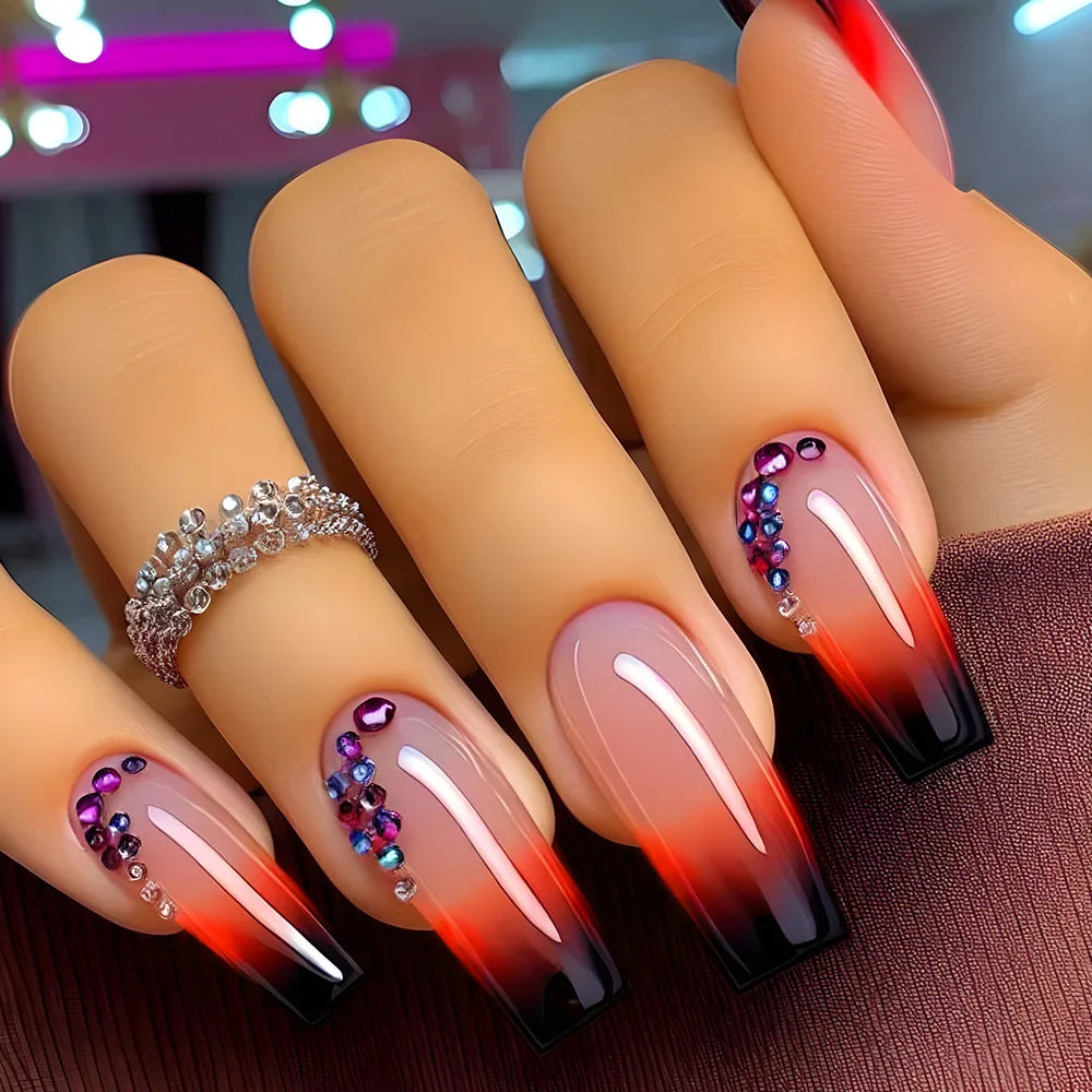 24pcs Press on Nails Flower Design