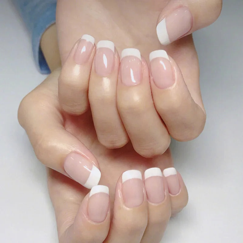 24Pcs/Box Almond Round False Nails Detachable Stiletto Fake Nails