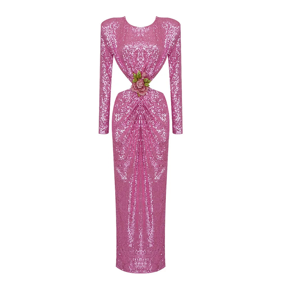 Plunge Sexy Long Sleeves Ankle Length Bodycon Evening Dress