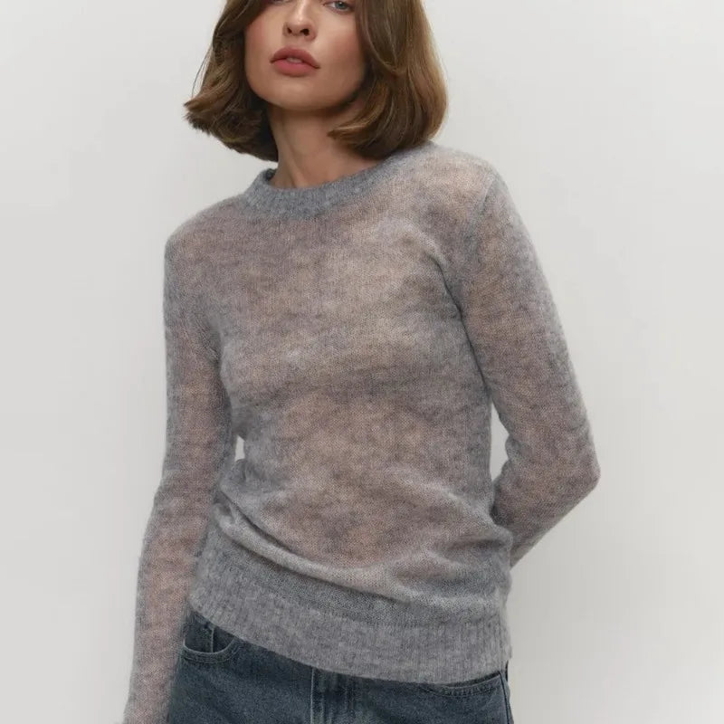 Round Neck Knit Pullover Sweater Top