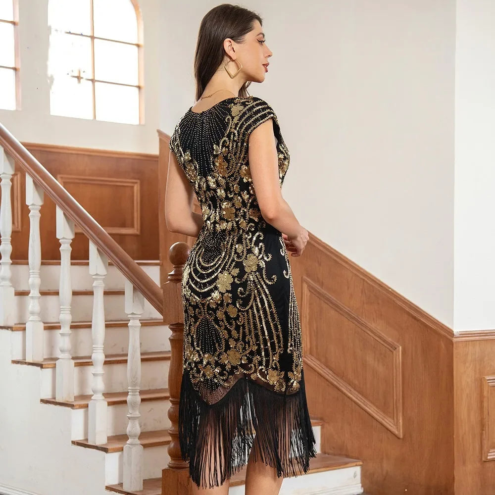 Casual Vintage Elegant Sequins Summer Dress