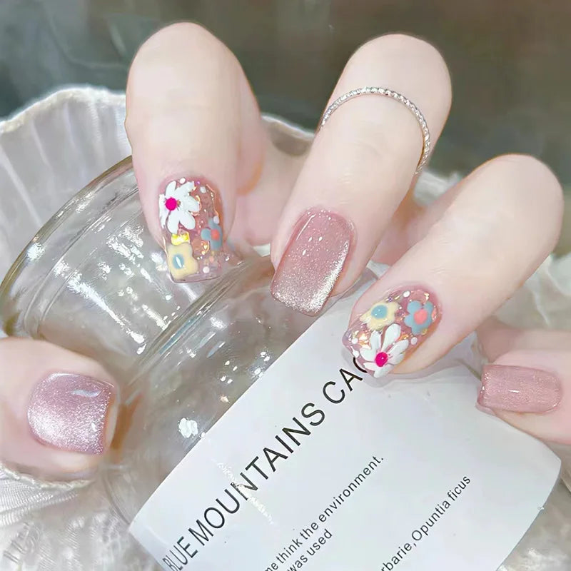 24Pcs Pink Ballet Fake Nails