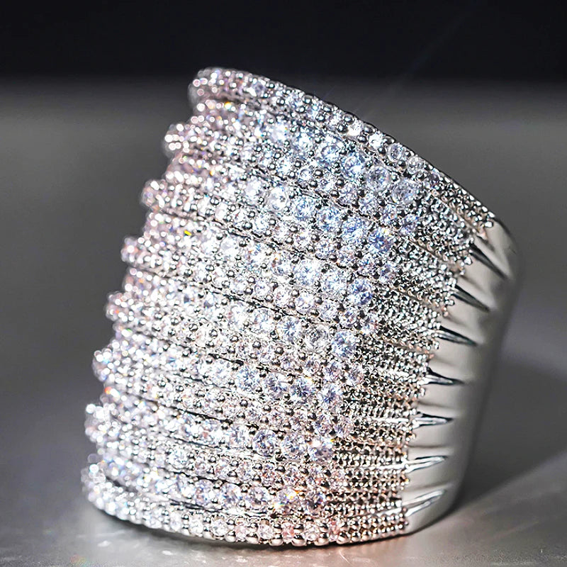 Exquisite Wide Cubic Zirconia Ring