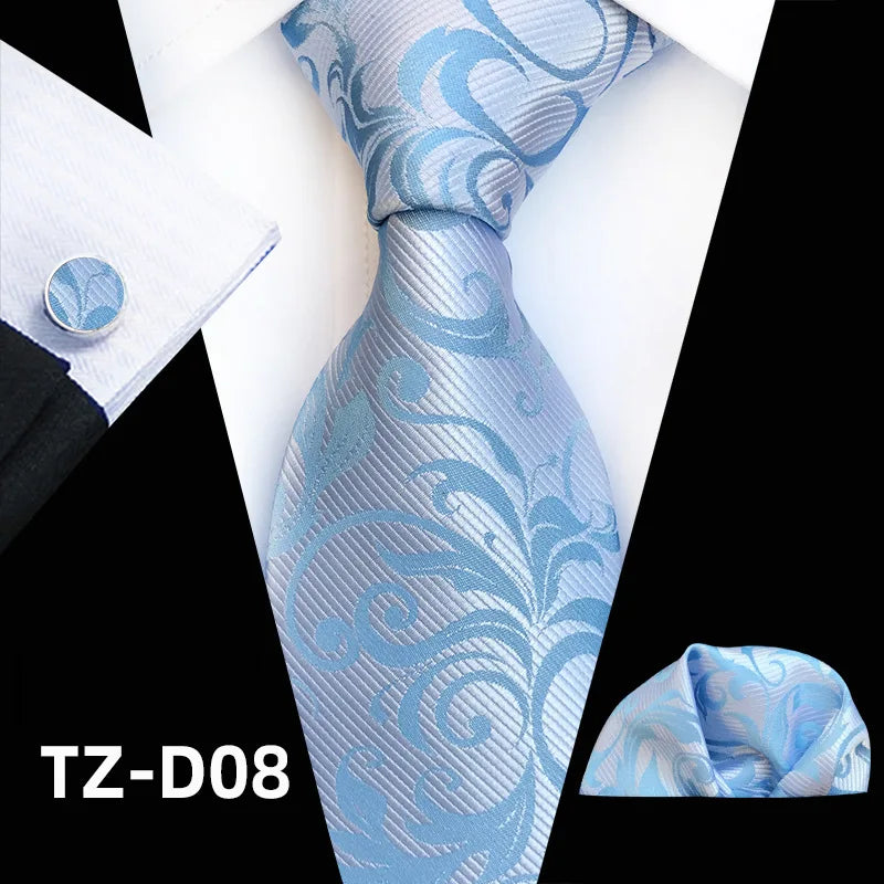 Orange Novelty Ties Plaid Flower Design Wedding Necktie Hanky Cufflinks