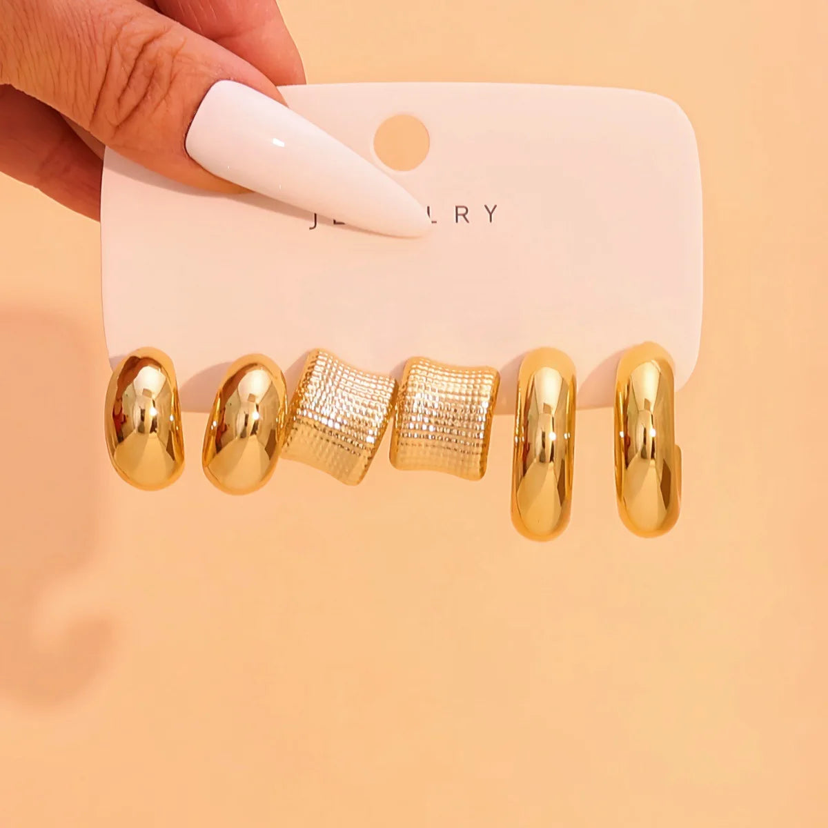 9-Pair Golden Resin Earrings Set – Starfish, Seashell &amp; Textured C-Shape Collection