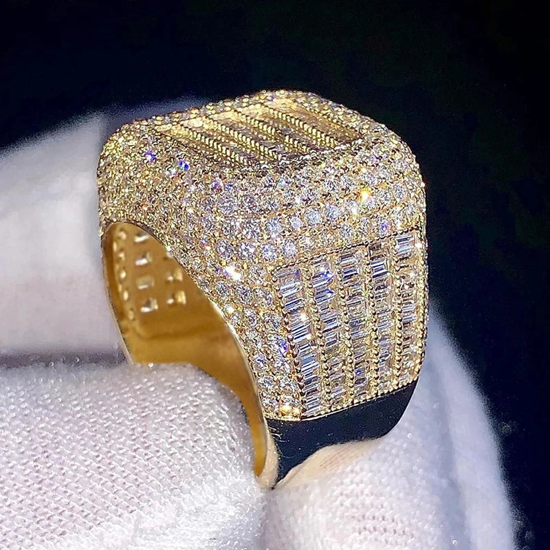 Gorgeous Gold Color Square Shaped Wide Band Rings