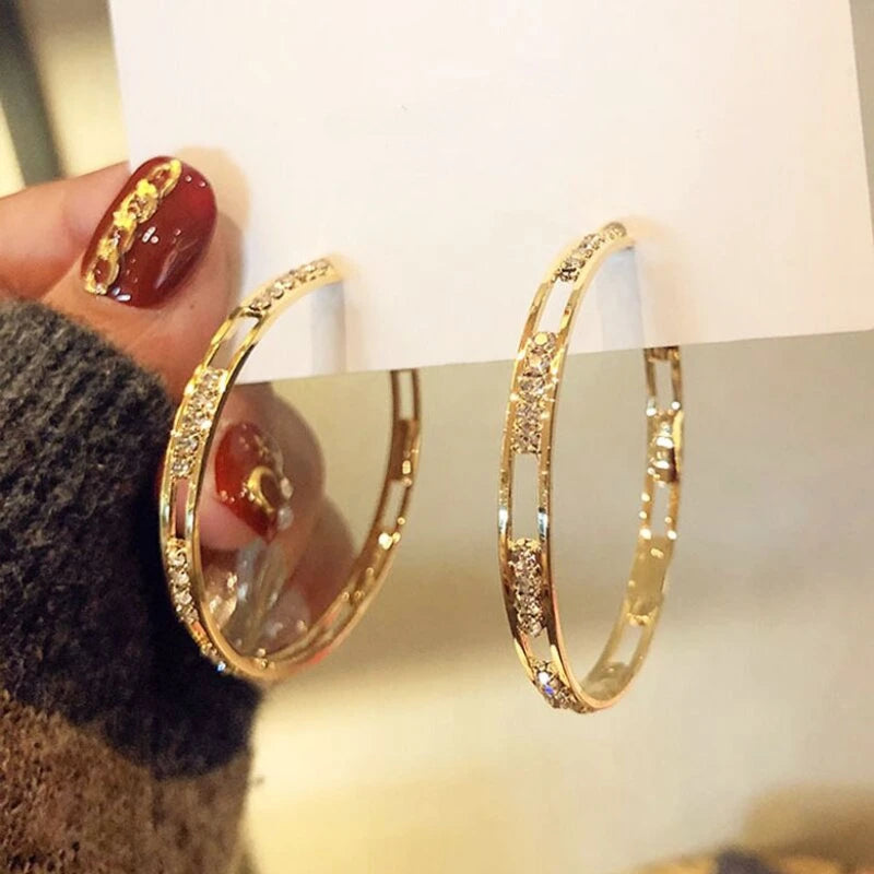 Charm Fashion Gold Color Geometric Hollow Circle Hoop Earrings