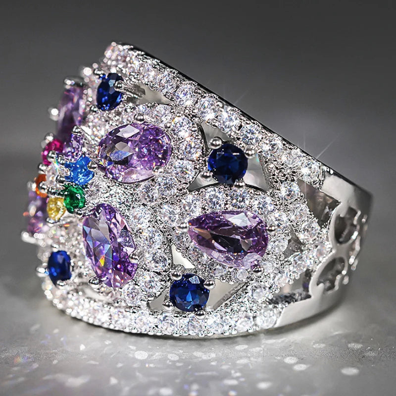 Colorful Cubic Zirconia Ring