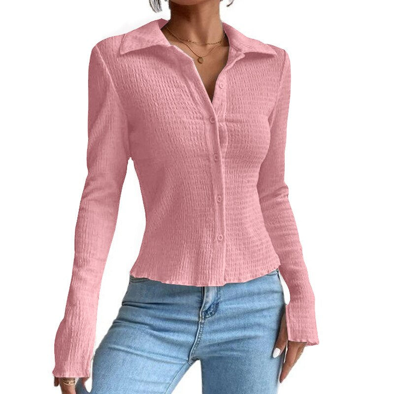 Autumn and Winter Solid Color Stitching Long Sleeve Elegant Casual Slim Fashion Top