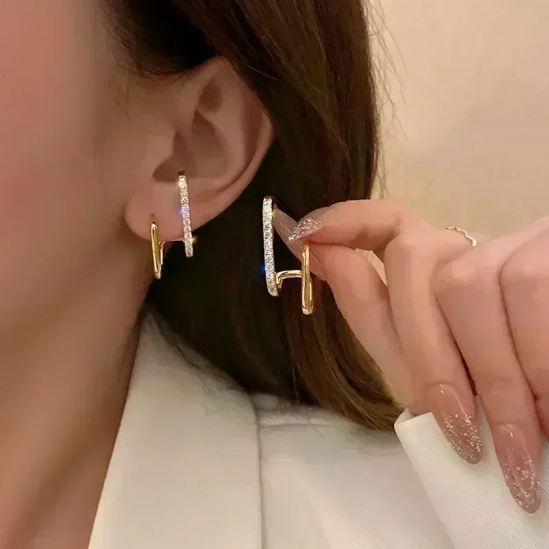 New Geometric Rhombus Luxury Opal Earrings – Modern Sparkle for Every Moment