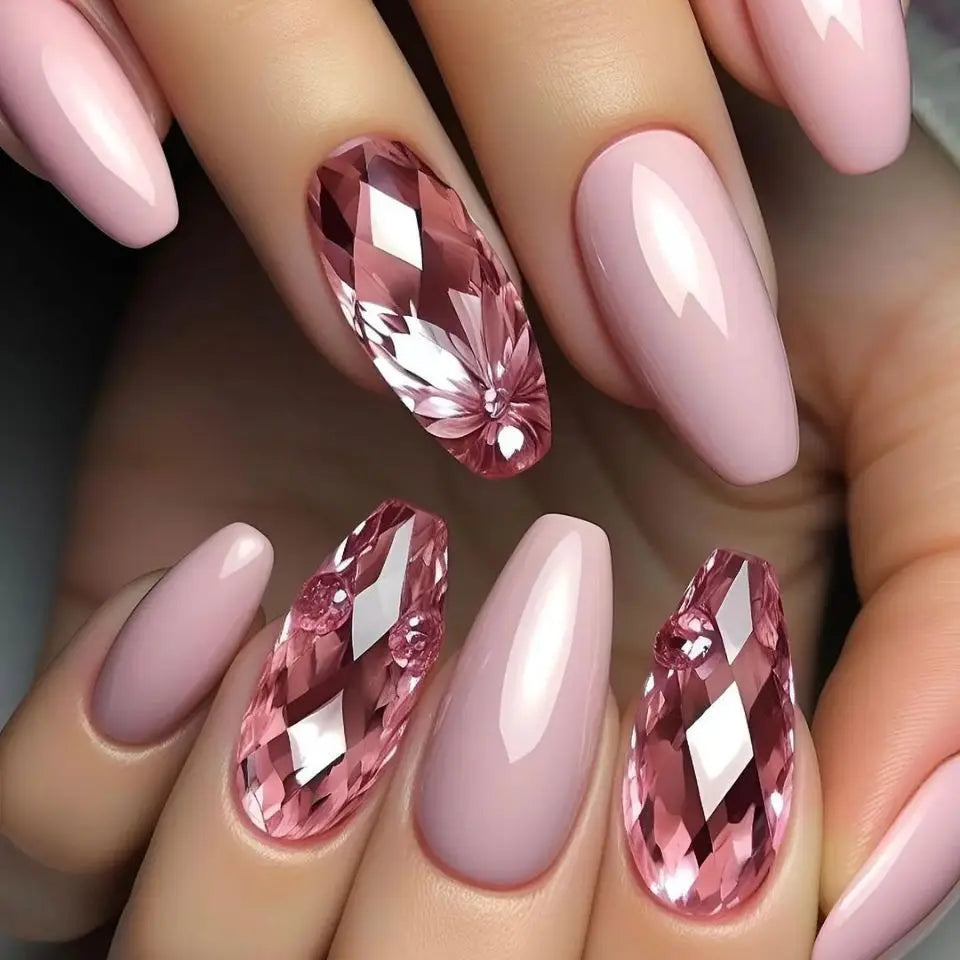 24pcs Press on Nails Flower Design
