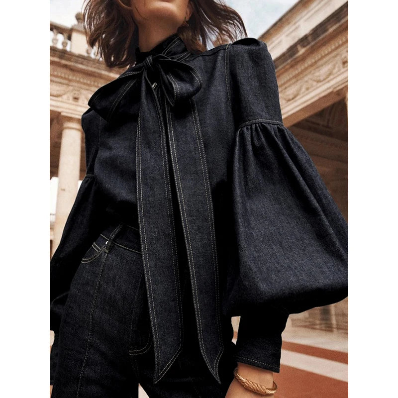 New Trendy Imitation Denim Blouse Tops