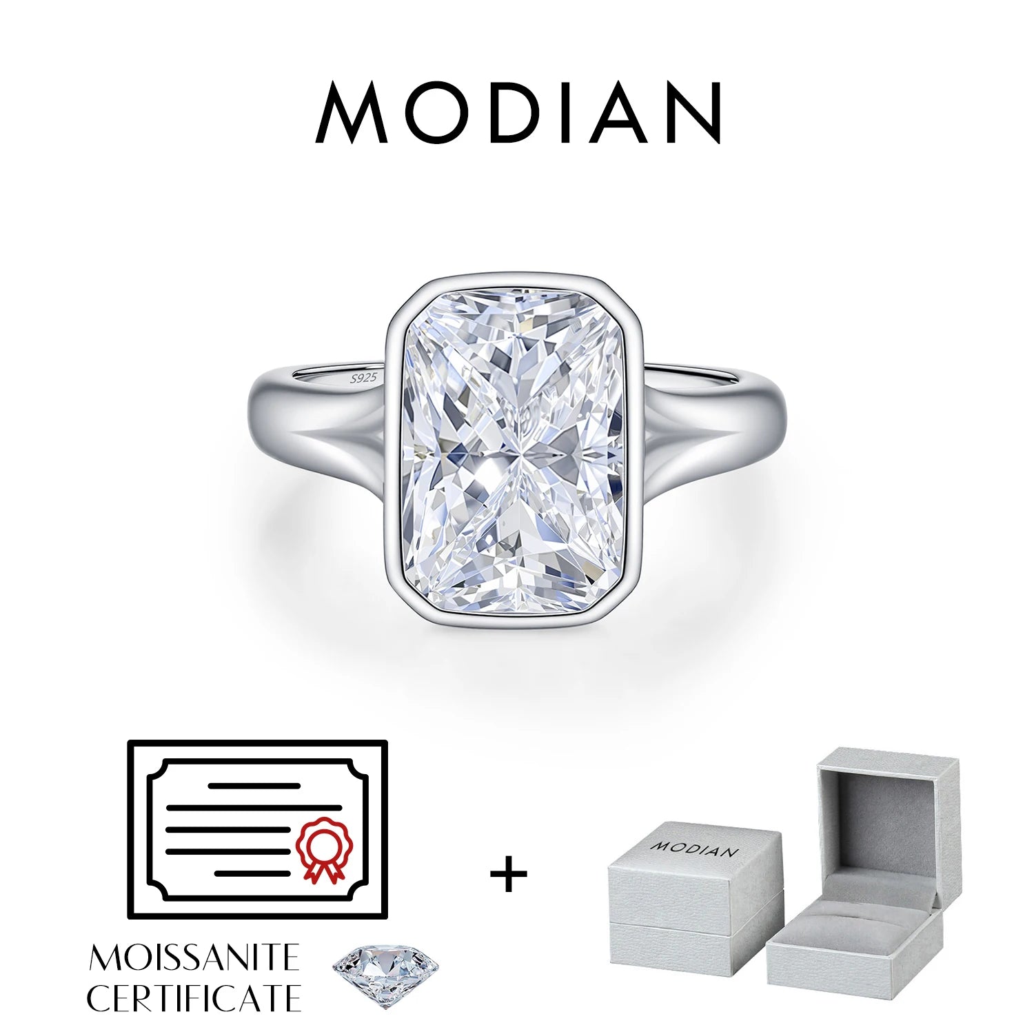 4.5CT D Color Moissanite Ring 925 Sterling Silver Rectangle Lab Diamond Wedding Statement Rings