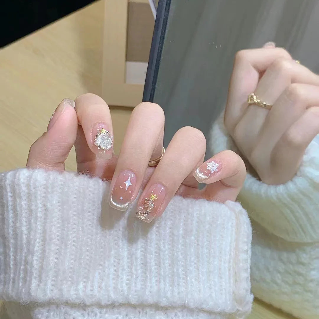 24Pcs Pink Ballet Fake Nails
