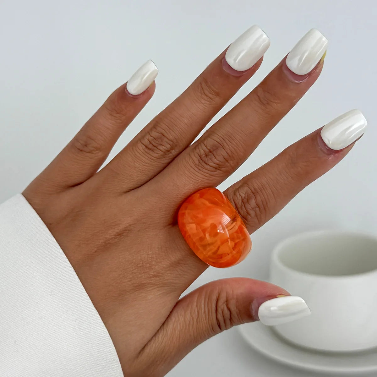 Smudging Resin Water Drop Chunky Rings
