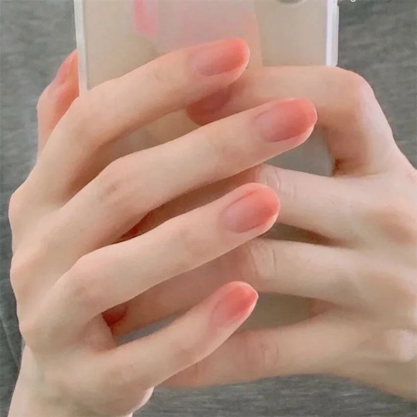 24Pcs/Set Dry Rose Blush Artificial Wearing False Nails