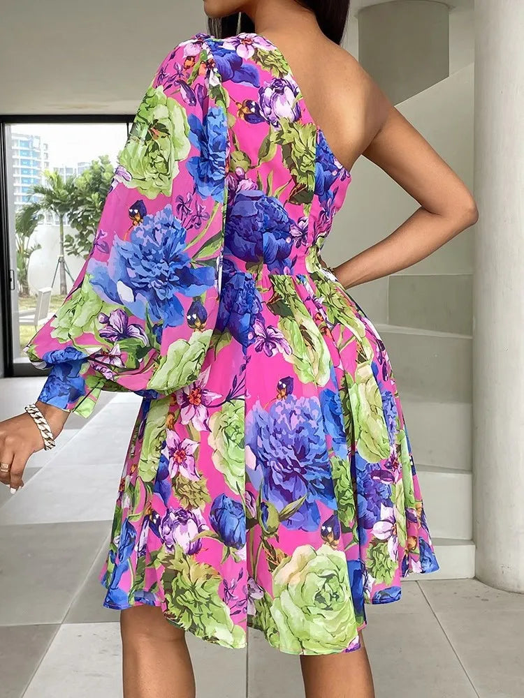 New Boho Print  Spring Fashion Sexy Off Shoulder Dresses