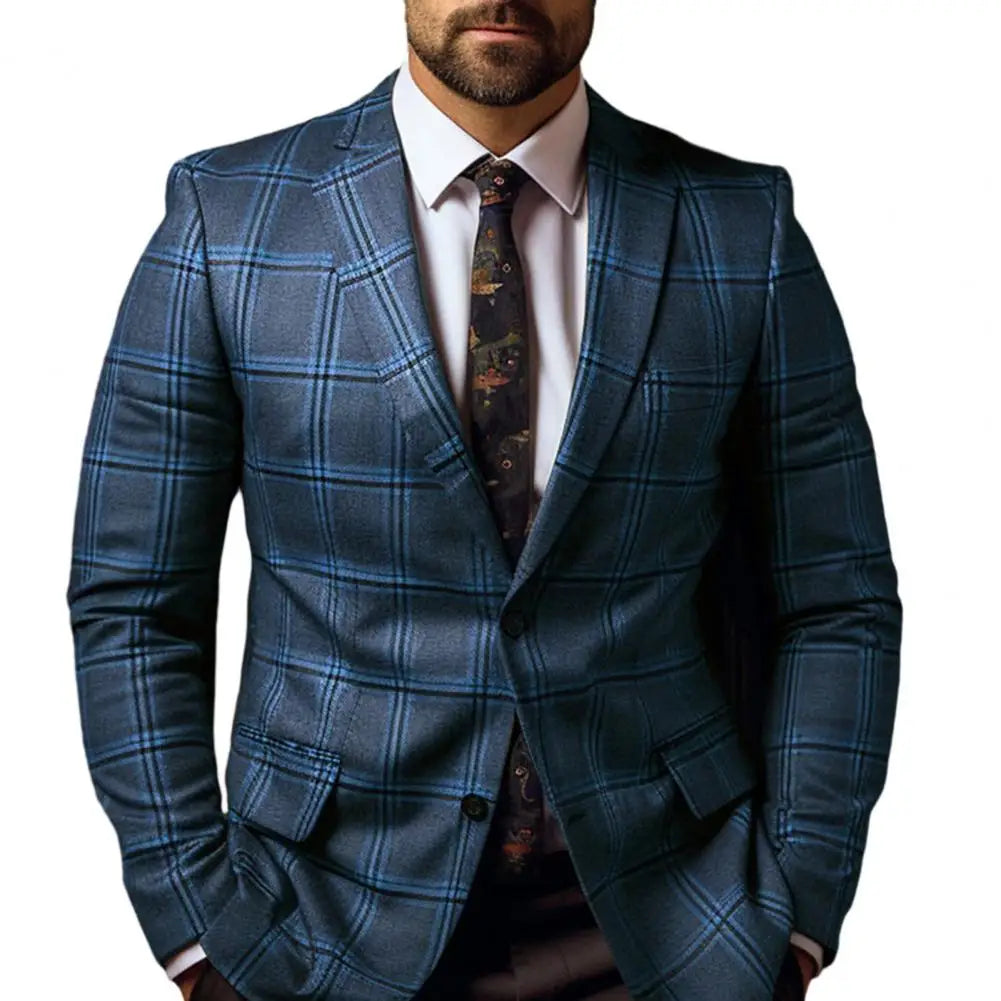 Men’s Slim Fit Plaid Suit Coat
