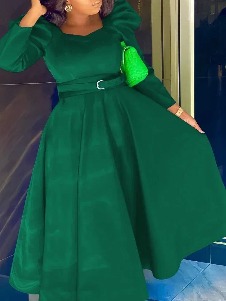 Elegant A-line Waistband Autumn/Winter Dress