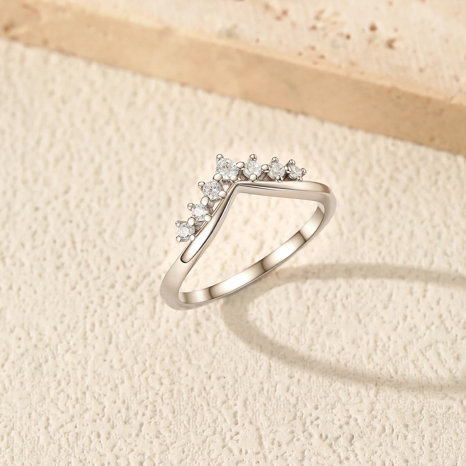Dazzling Moissanite Crown Ring – 925 Sterling Silver Stackable Lab Diamond Ring for Women