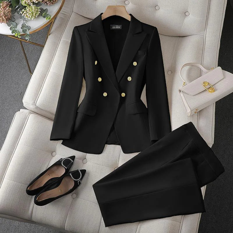 2026 Slim Office Blazer & Straight Trousers Set