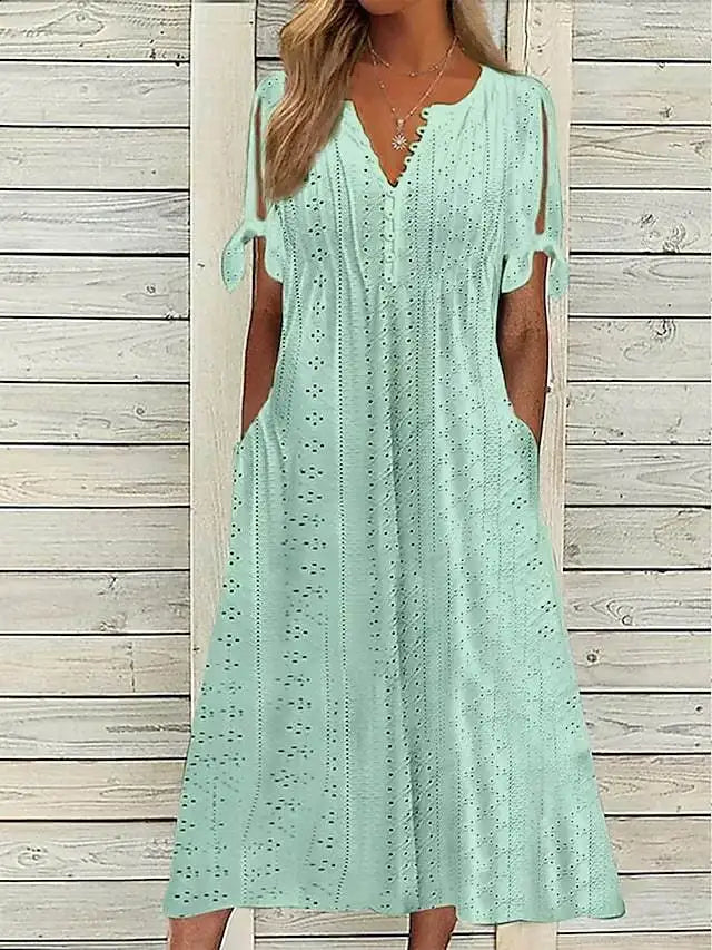 Summer Lace-Up Cutout Midi Dress