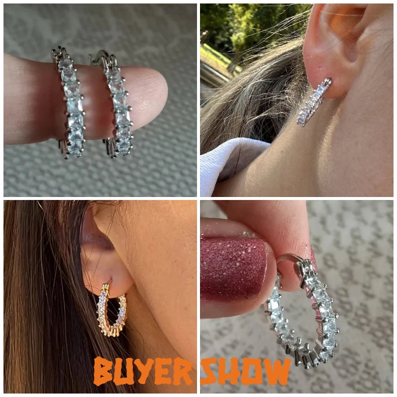 New Trendy Cubic Zirconia Earrings Hoops
