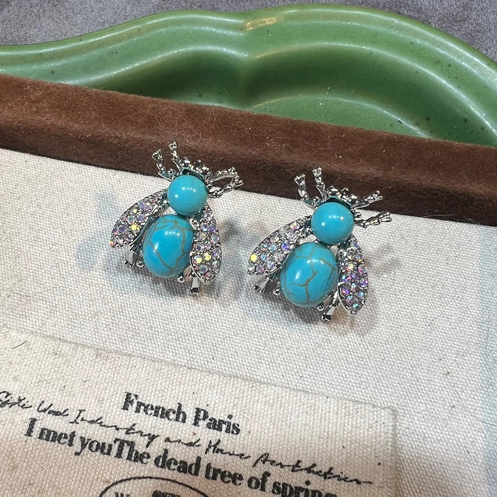 New Bee Turquoise Smart Animal Earrings