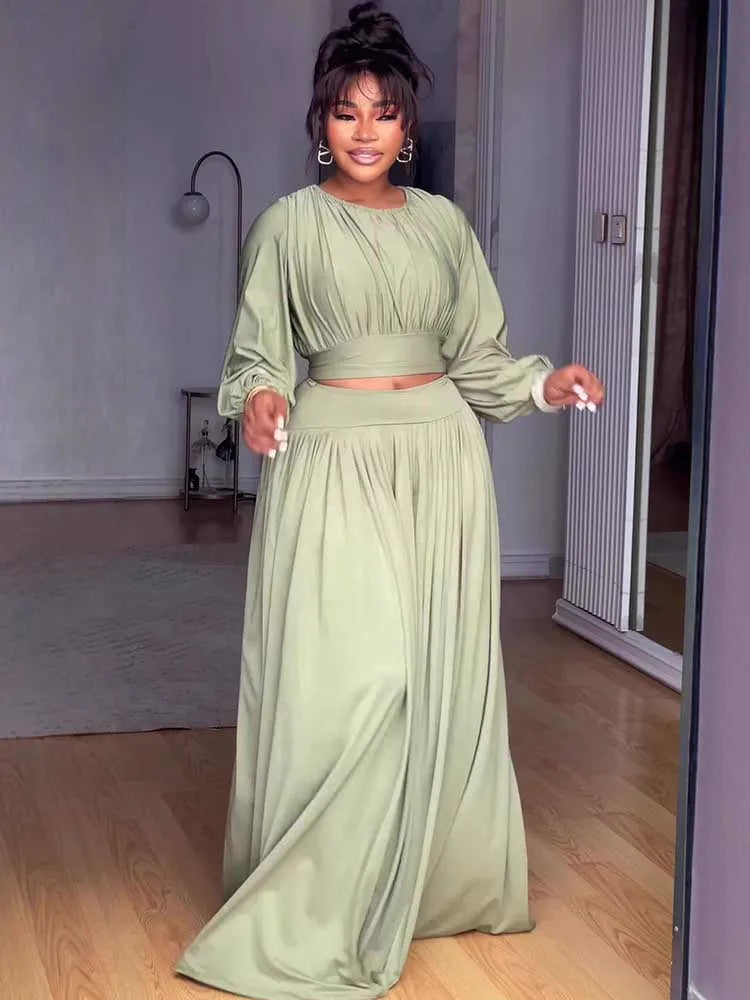 Long Sleeve Top and Long Skirt Set