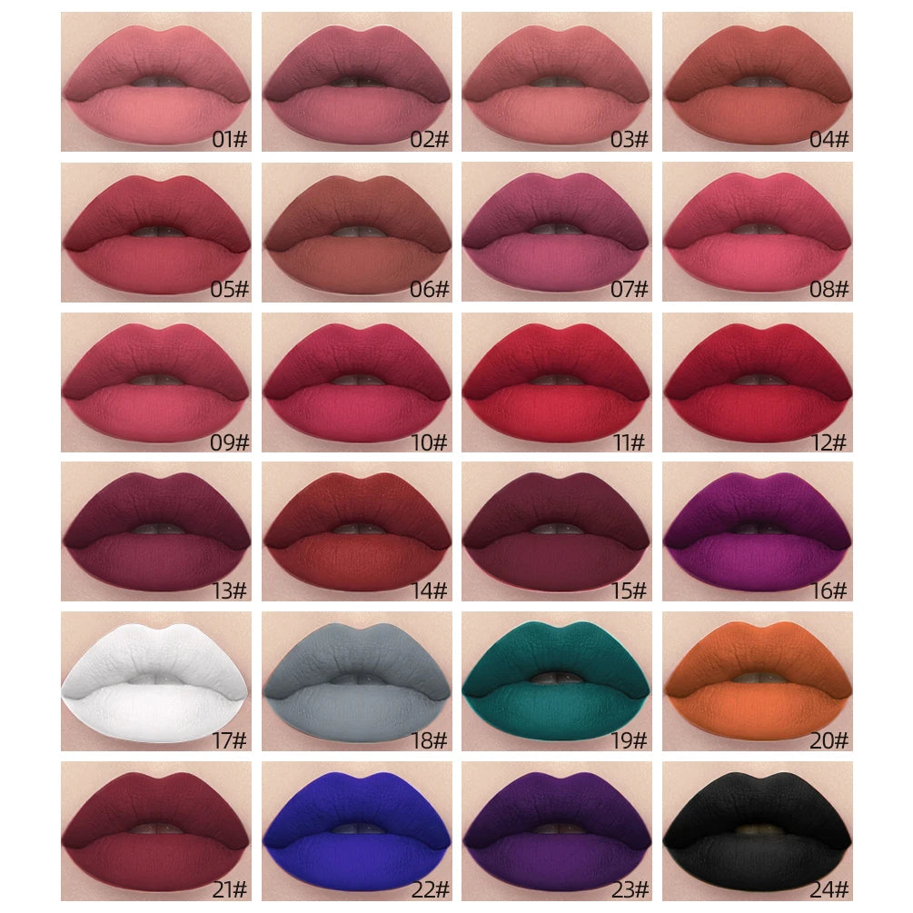 24-Color Matte & Shimmer Liquid Lipstick