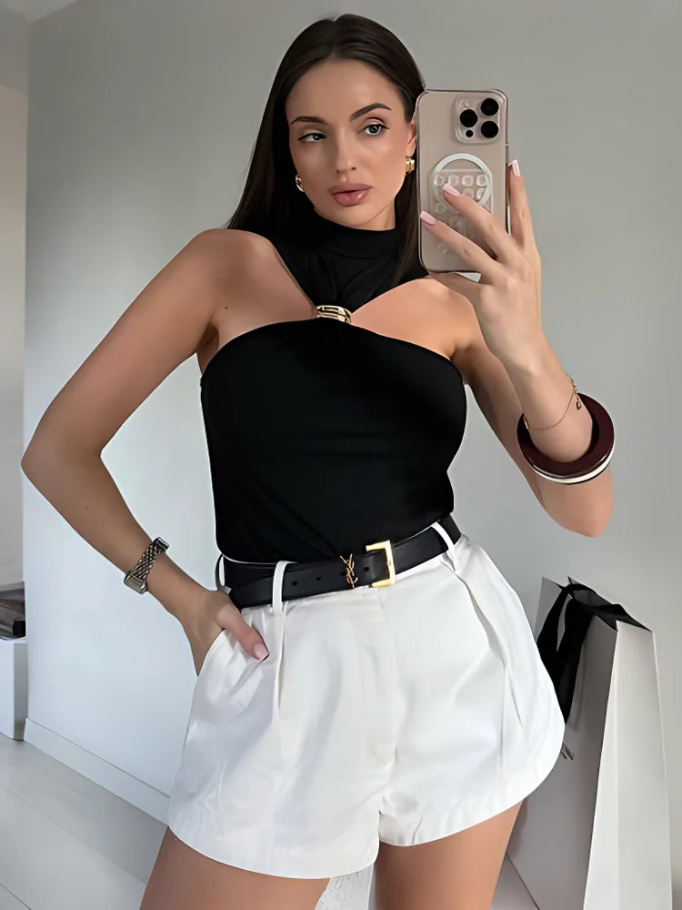 Summer Fashion Slim Off-Shoulder Patchwork Sexy Tank Top