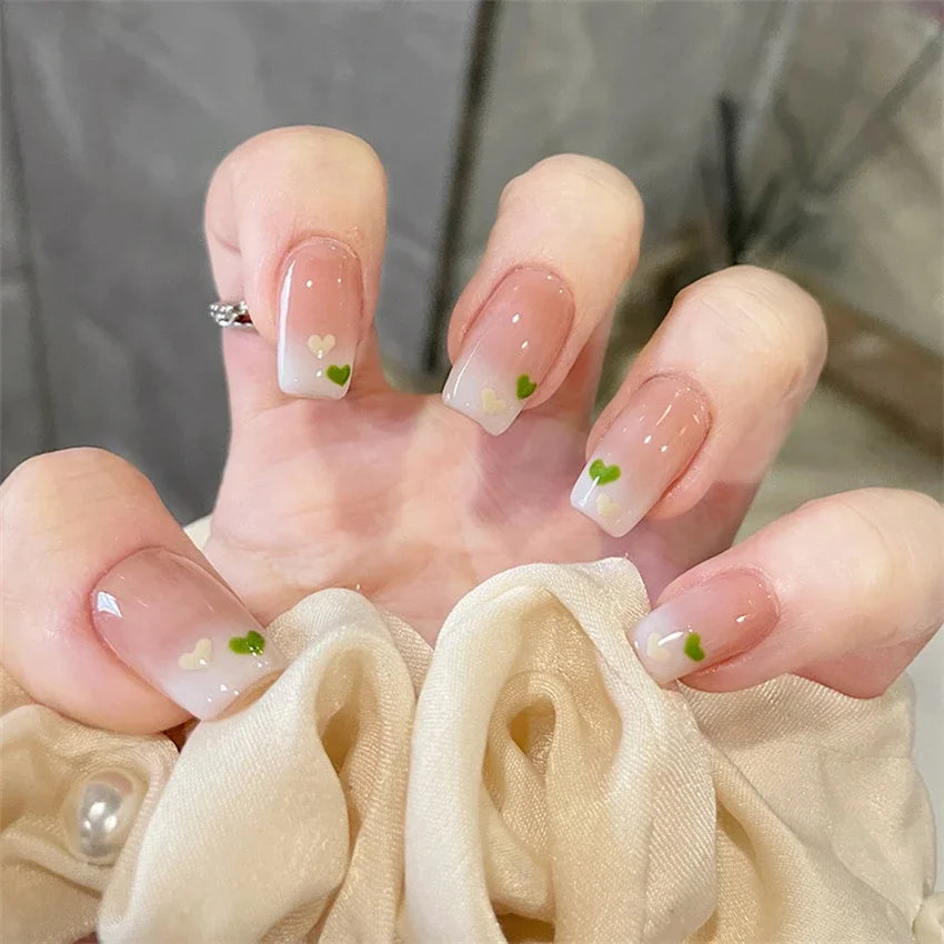 24Pcs/Set Dry Rose Blush Artificial Wearing False Nails