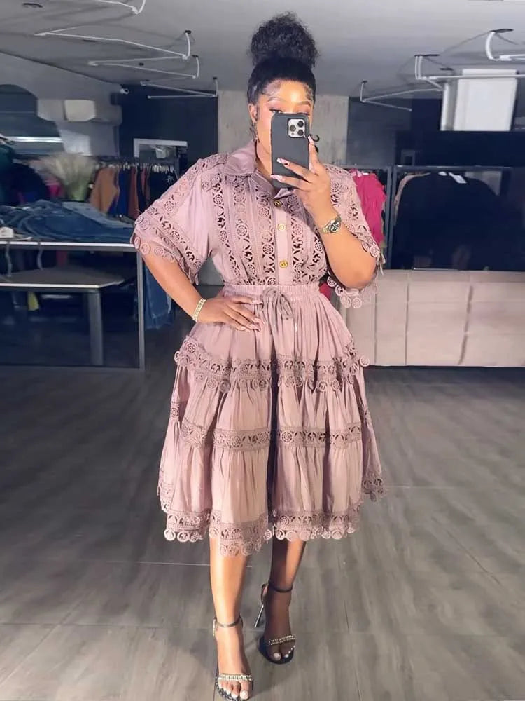 Summer Color Elegant Shirt Skirt Set