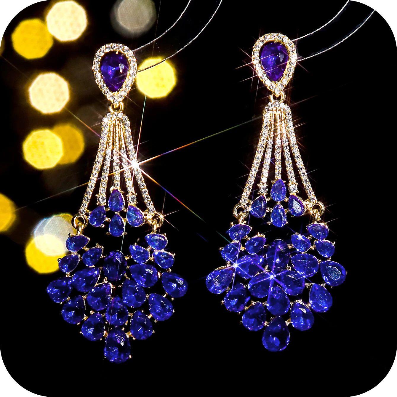 Luxury Glazed Rhinestone Dangle Earrings for Women