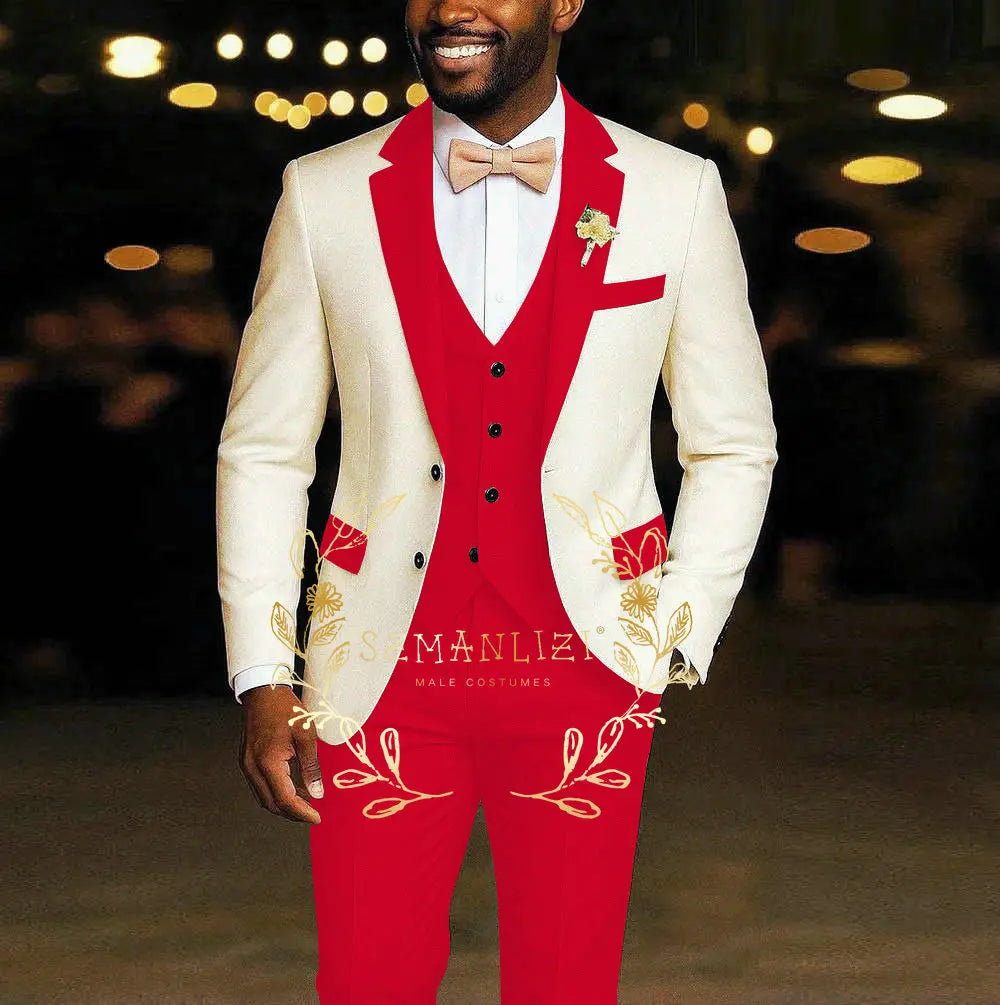 3 Pieces Blazer  Vest Pants Wedding Tuxedos