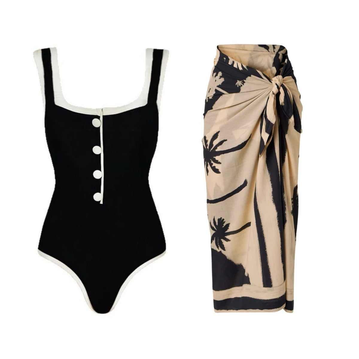 One-Shoulder Ruffled Print Floral Swimsuit Set Cover Up