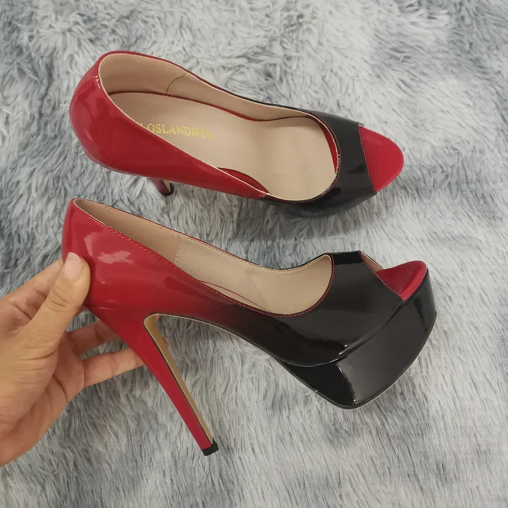 Ultra-High Platform Peep Toe Pumps