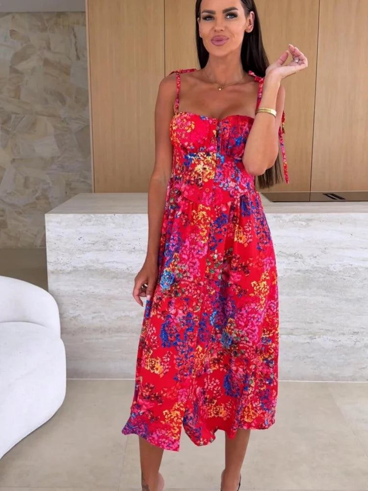 Summer Elegance Sleeveless Sling Maxi Dress