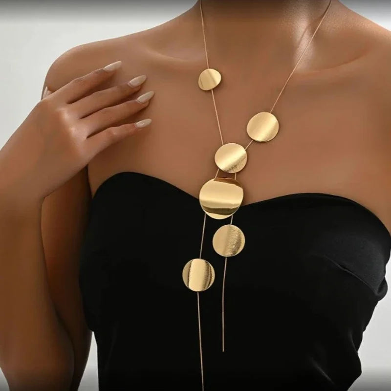 Large Round Piece Long Necklace