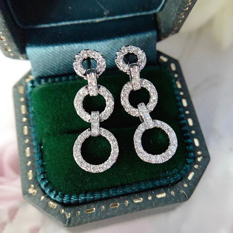Exquisite Long Dangle Earrings with Sparkling CZ Stones