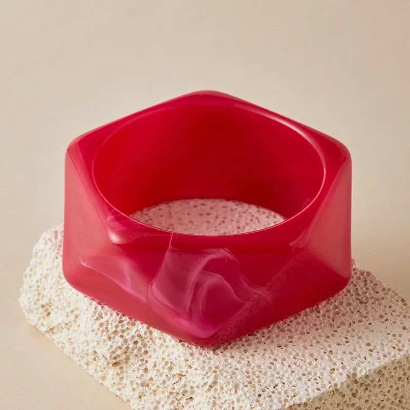 Exaggeration Wide Irregular Polygon Resin Bracelet - Durable Geometric Bangles